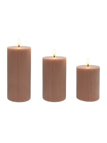 relaxdays 3 x LED Kerzen in Altrosa