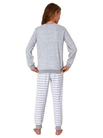 NORMANN Schlafanzug Frottee Pyjama Bündchen und Streifen - 82513 in rosa