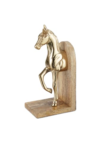 relaxdays 2x Buchstützen "Pferd" in Gold - (B)9 x (H) 26,5 x (T)13 cm