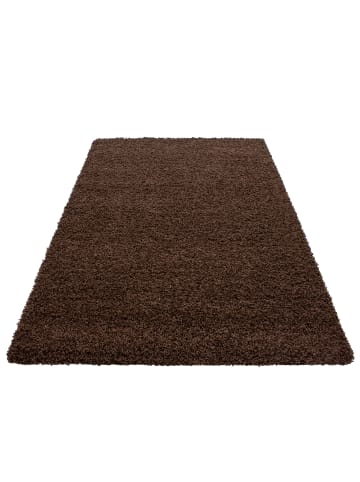 KADIMA DESIGN Teppich Hochflor Unifarben Polypropylen Wohnzimmer Shaggy in Braun