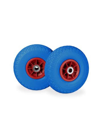 relaxdays 8x Sackkarrenrad "3.00-4" in Blau/ Rot