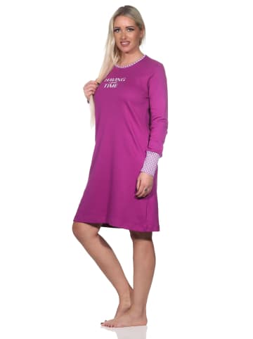NORMANN Nachthemd Bündchen Kuschel interlock - 82157 in lila