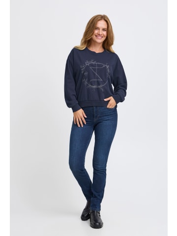 PULZ Jeans PZTABITA Logo Sweatshirt loose fit in Dark Sapphire