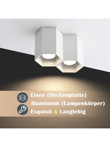 ZMH Deckenleuchte in Weiß 2-flammige GU10 Modern Deckenspots aus Aluminium