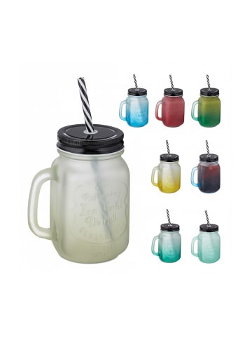 relaxdays 8 x Trinkglas in Bunt/ Schwarz - 400 ml