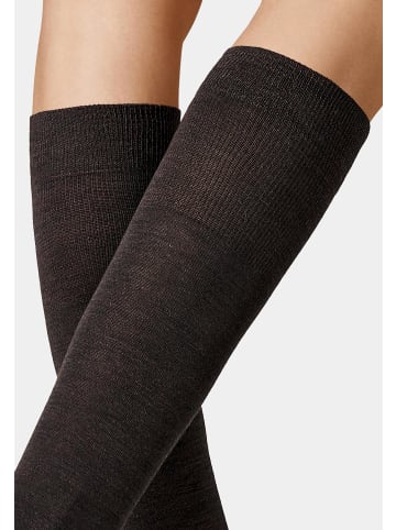 Kunert Kniestrümpfe Soft Wool Cotton weich in Brown-mel.