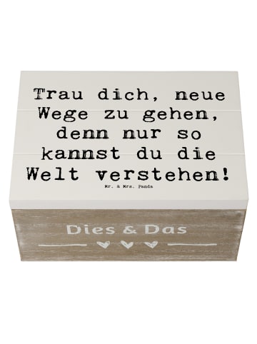 Mr. & Mrs. Panda Holzkiste Spruch Unbekannte Orte erkunden mit S... in Weiß