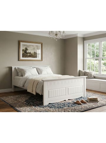 Feldmann-Wohnen Bett Belluno Elegante Kiefer weiß lackiert 200 / 214 / 95cm