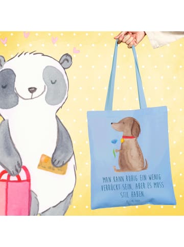 Mr. & Mrs. Panda Umhängetasche Hund Blume mit Spruch in Sky Blue