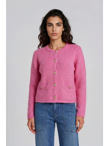 Milano Italy Strickjacke mit Rundhalsausschnitt und Fronttasche in Pink