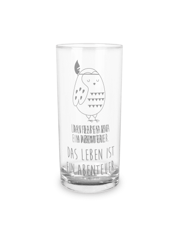 Mr. & Mrs. Panda Wasserglas Eule Federschmuck mit Spruch in Transparent