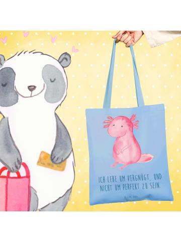 Mr. & Mrs. Panda Tragetasche Axolotl null mit Spruch in Sky Blue