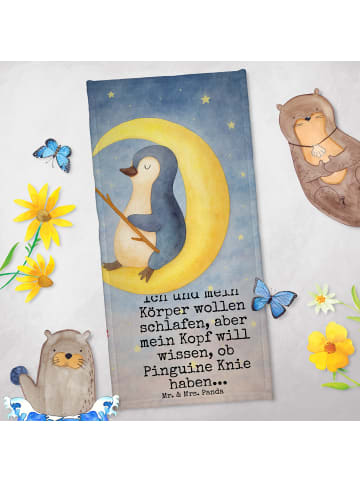 Mr. & Mrs. Panda Handtuch Pinguin Mond Design mit Spruch in Eisblau