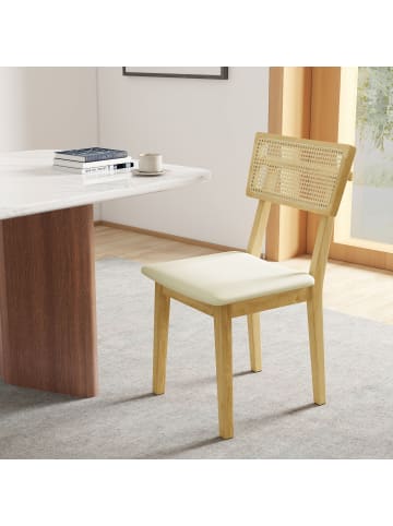 HOMCOM Esszimmerstuhl-53L x 46,5B x 85H cm-Naturholz