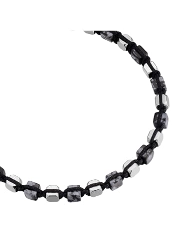 True Rebels Armband aus Edelstahl mit Schneeflockenobsidian in silber