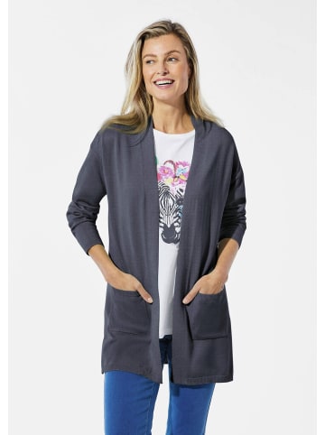 GOLDNER Kurzgröße:  Longstrickjacke mit Taschen in marine