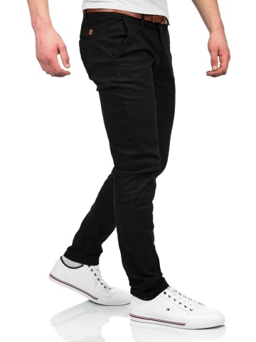 Maurelio Modriano Maurelio Modriano Herren Designer Chino Stoff Hose Chinohose MM016 in Schwarz