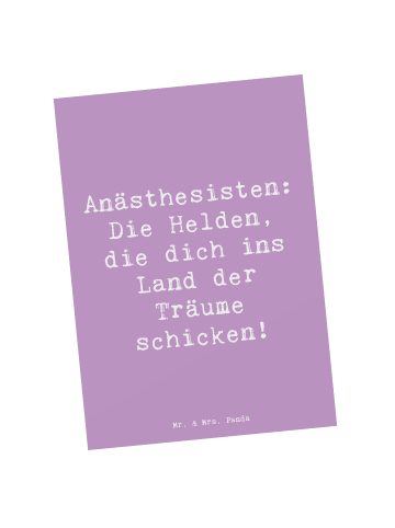 Mr. & Mrs. Panda Postkarte Spruch Anästhesist Held mit Spruch in Lavendeltraum