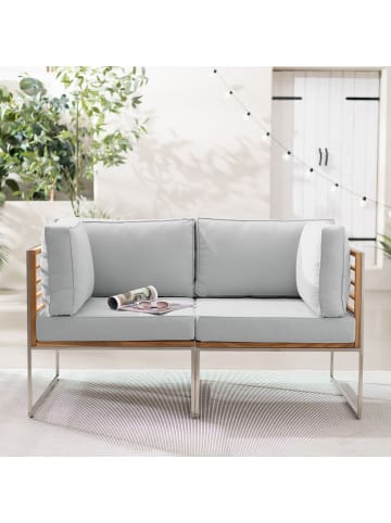 home24 Loungesofa TEAKLINE 2-teilig in Hellgrau