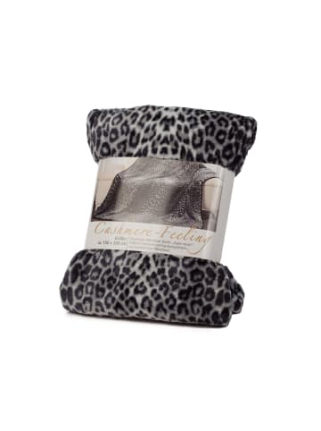 Gözze Wohndecke Cashmere-Feeling 150x200cm in Schnee Leopard "Silber"