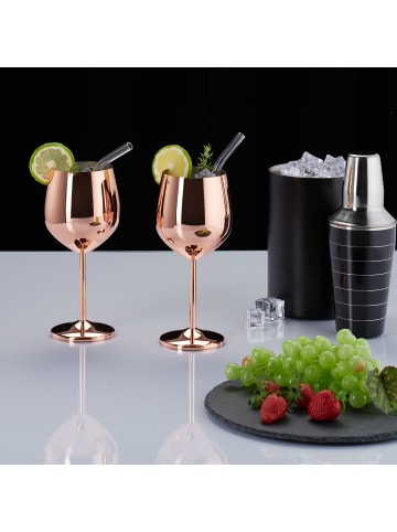 relaxdays 4 x Weingläser in Roségold - 400 ml