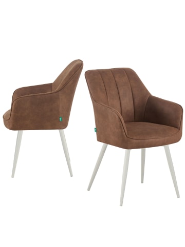 DUBI Möbel 2er-Set: Drehstuhl THOMAS-SANA in Wildleder-Braun- (B)57 x (H)85 x  (T)62 cm