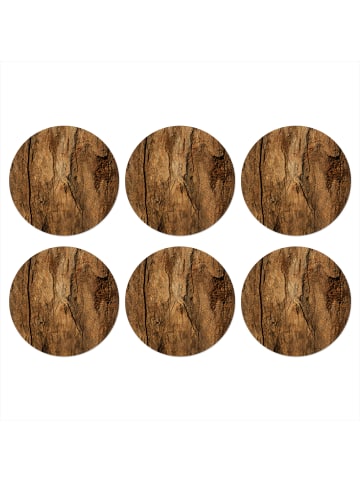 OnlyWow Glasuntersetzer 6er-Set Holz-Optik