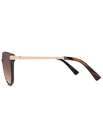 styleBREAKER Cateye Sonnenbrille in Demi Braun-Gold / Braun Verlauf