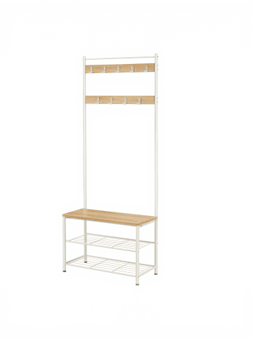 VASAGLE Garderobenständer Dacey in Eichenfarben-Cremefarben - (B)70 x (H)175 x (T)32 cm