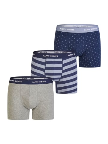 Happy Shorts Retro Boxer Jersey in grey-anchor-stripe