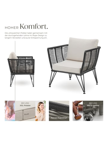 tectake Garten-Loungesessel Sundo im Rope-Design