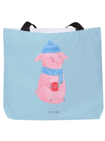 Mr. & Mrs. Panda Einkaufstasche Schweinchen Glühwein ohne Spruch in Eisblau