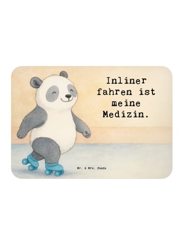 Mr. & Mrs. Panda Kühlschrankmagnet Panda Inliner fahren Design m... in Weiß