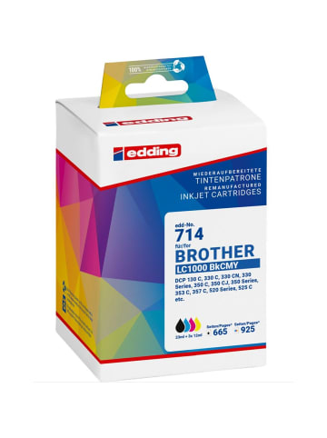 edding Tintenpatrone kompatibel mit Brother LC970/LC1000 black + colour Multipack 4