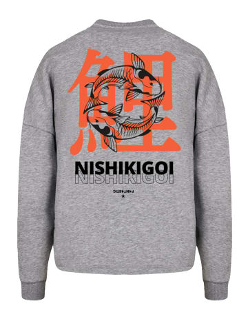 F4NT4STIC Oversize Sweatshirt Nishikigoi Koi Japan in grau meliert