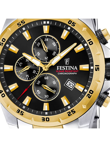 Festina Analog-Armbanduhr Festina Chronograph Sport silber, gold groß (ca. 45mm)