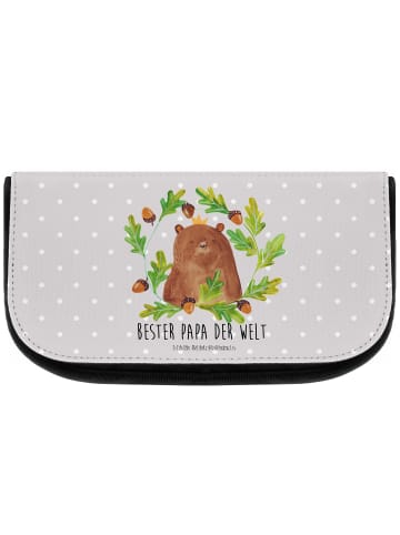 Mr. & Mrs. Panda Kosmetiktasche Bär König mit Spruch in Grau Pastell