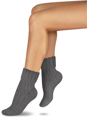 normani 2 Paar Alpaka-Socken mit Umschlag in Mittelgrau