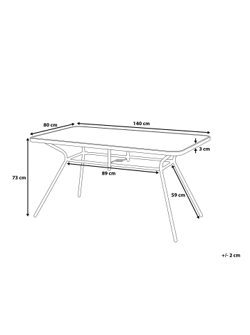 Beliani Esstisch LIVO in Schwarz - (W) 80 x (H) 73 x (L) 140 cm
