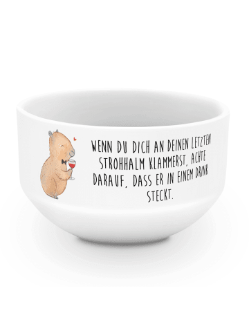 Mr. & Mrs. Panda Müsli Schale Capybara Wein mit Spruch in Weiß