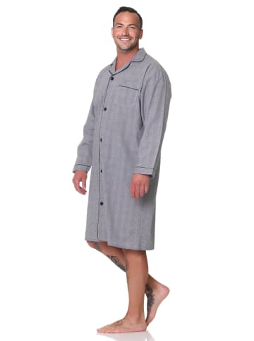 NORMANN Langarm Nachthemd gewebt - 88881 in dunkelgrau