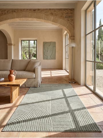 KADIMA DESIGN Teppich Kurzflor mit Jute-Rücken, dicht gewebt und pflegeleicht in Grün