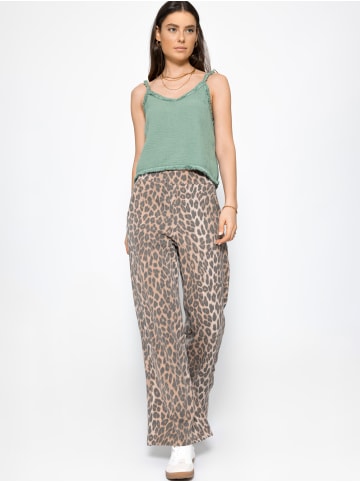 SASSYCLASSY Musselin Top mit Fransen in Grün