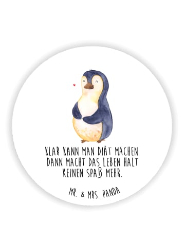 Mr. & Mrs. Panda Rund Magnet Pinguin Diät mit Spruch in Weiß