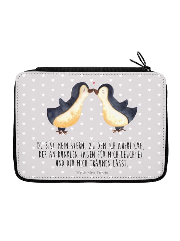 Mr. & Mrs. Panda Bleistiftetui Pinguin Liebe mit Spruch in Grau Pastell