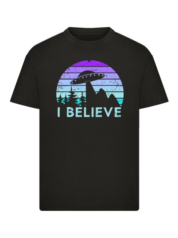 F4NT4STIC T-Shirt I BELIEVE UFO Alien Raumschiff Retro in schwarz
