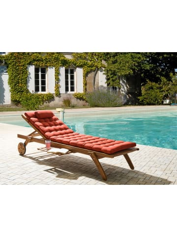 Beliani Gartenliege CESANA PREMIUM in Braun/Rot - (W) 61 x (H) 33 x (L) 195 cm