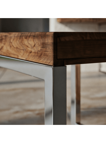 KADIMA DESIGN Beistelltisch Sheesham | Massivholz, Metallgestell, Dunkelbraun