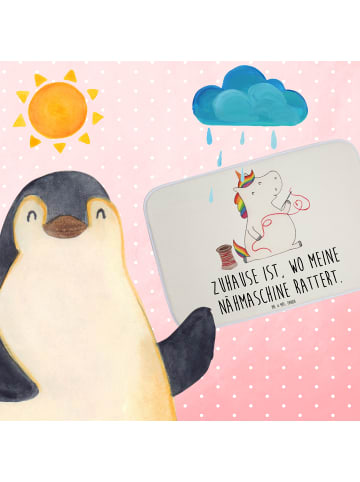 Mr. & Mrs. Panda Badematte Einhorn Näherin mit Spruch in Weiß