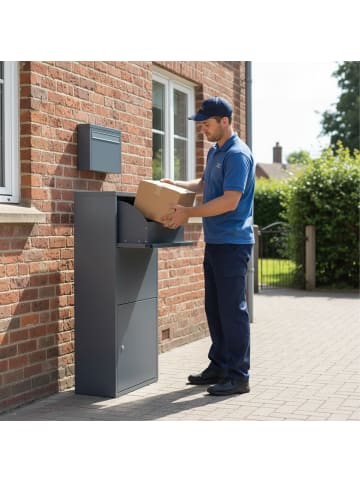 Paketbox in Grau - (B)44 x (H)82 x (T)22 cm